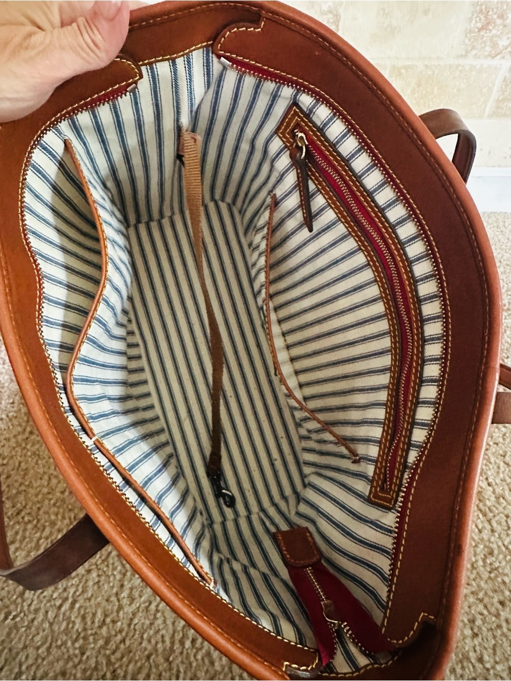 Dooney & Bourke Cognac Brown Leather Tote - Picture 3 of 3